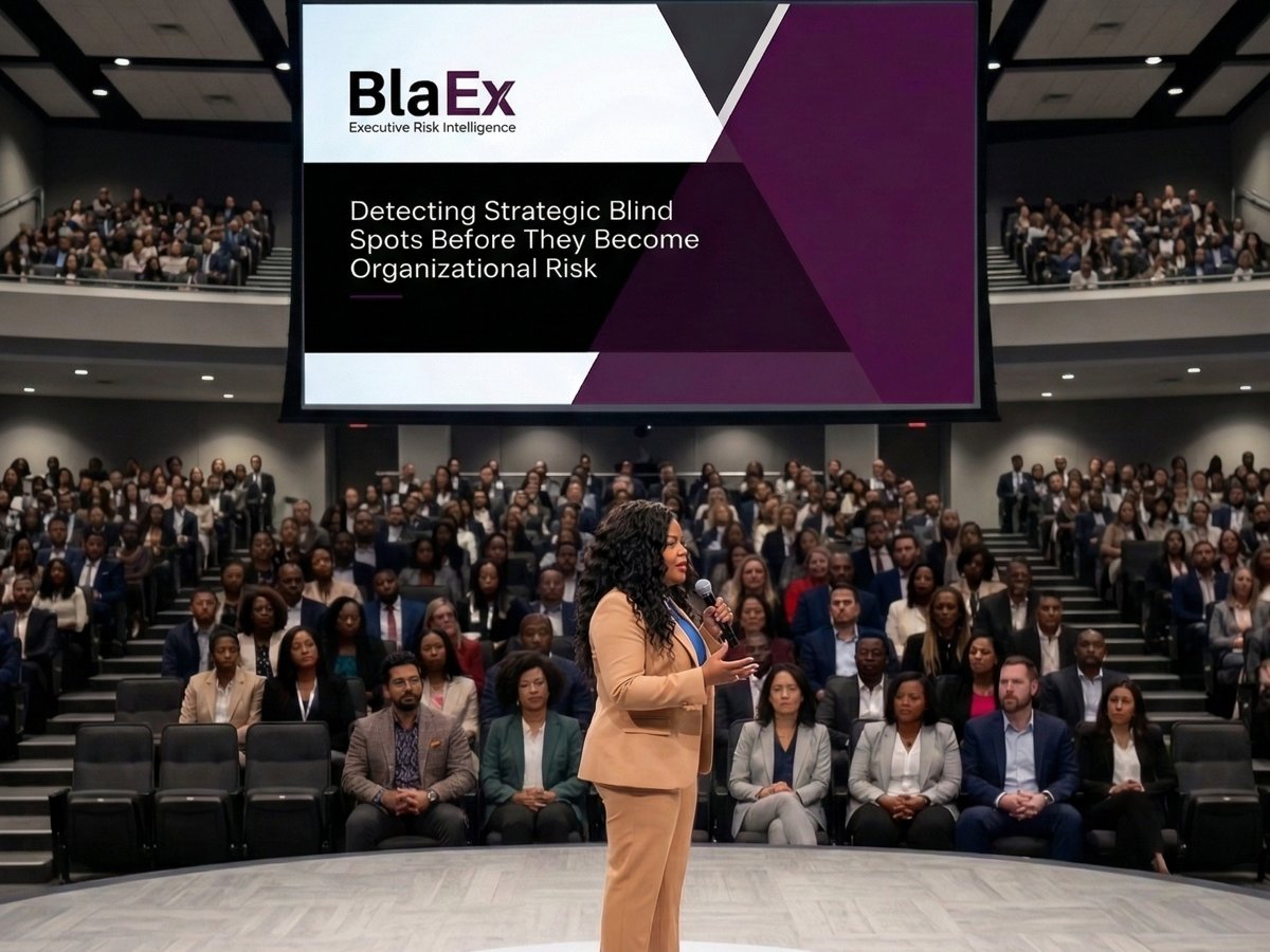 Monique L. Thompson presenting to an executive audience